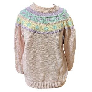 Vintage 80’s Sweater Le Pull-Over Irene Leung Knit Granny Core Boho Cottage Core